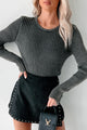 Blurring The Lines Mineral Wash Rib Knit Sweater Top (Black) - NanaMacs