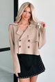 Expressing My Opinion Sweater Knit Crop Trench Jacket (Taupe) - NanaMacs