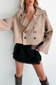 Expressing My Opinion Sweater Knit Crop Trench Jacket (Taupe) - NanaMacs