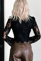 Act Like A Lady Button Detail Lace Long Sleeve Top (Black) - NanaMacs