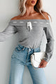 Simple Sentiments Off The Shoulder Contrast Stitch Top (Grey) - NanaMacs