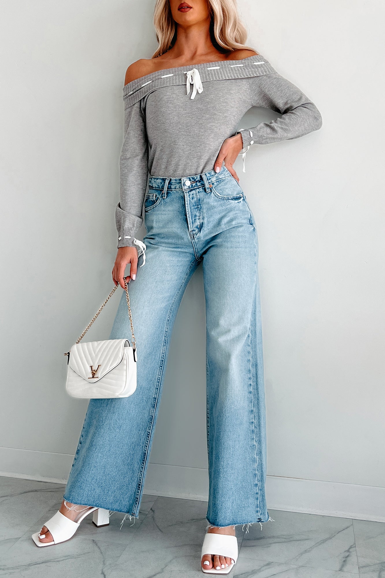 Sylas Raw Hem Wide Leg Jemina Jeans (Light Wash) - NanaMacs