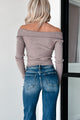 Happy Girl Era Off The Shoulder Zip Up Sweater (Ash) - NanaMacs