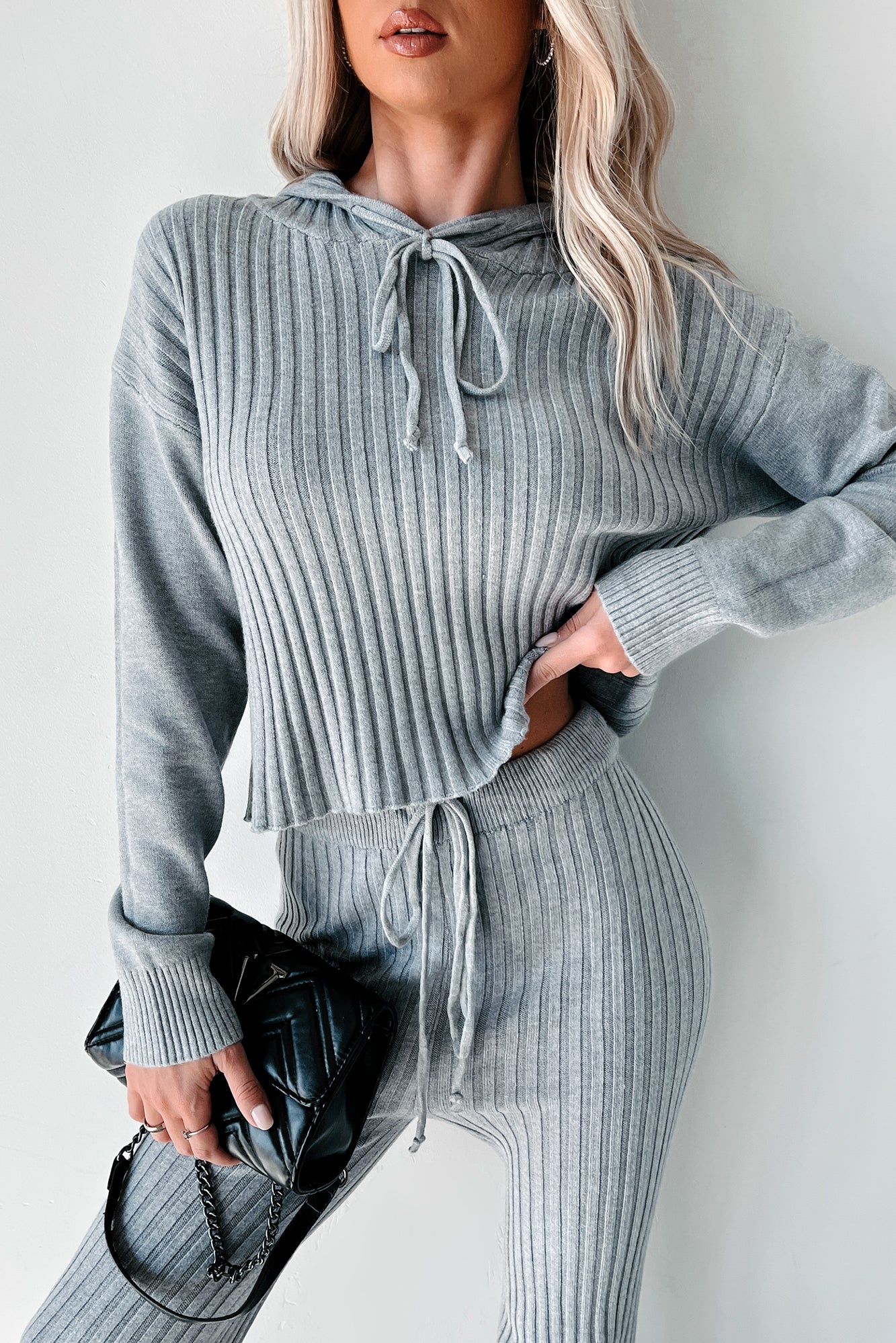 Drowsy Darling Sweater Knit Two-Piece Set (Heather Grey) - NanaMacs