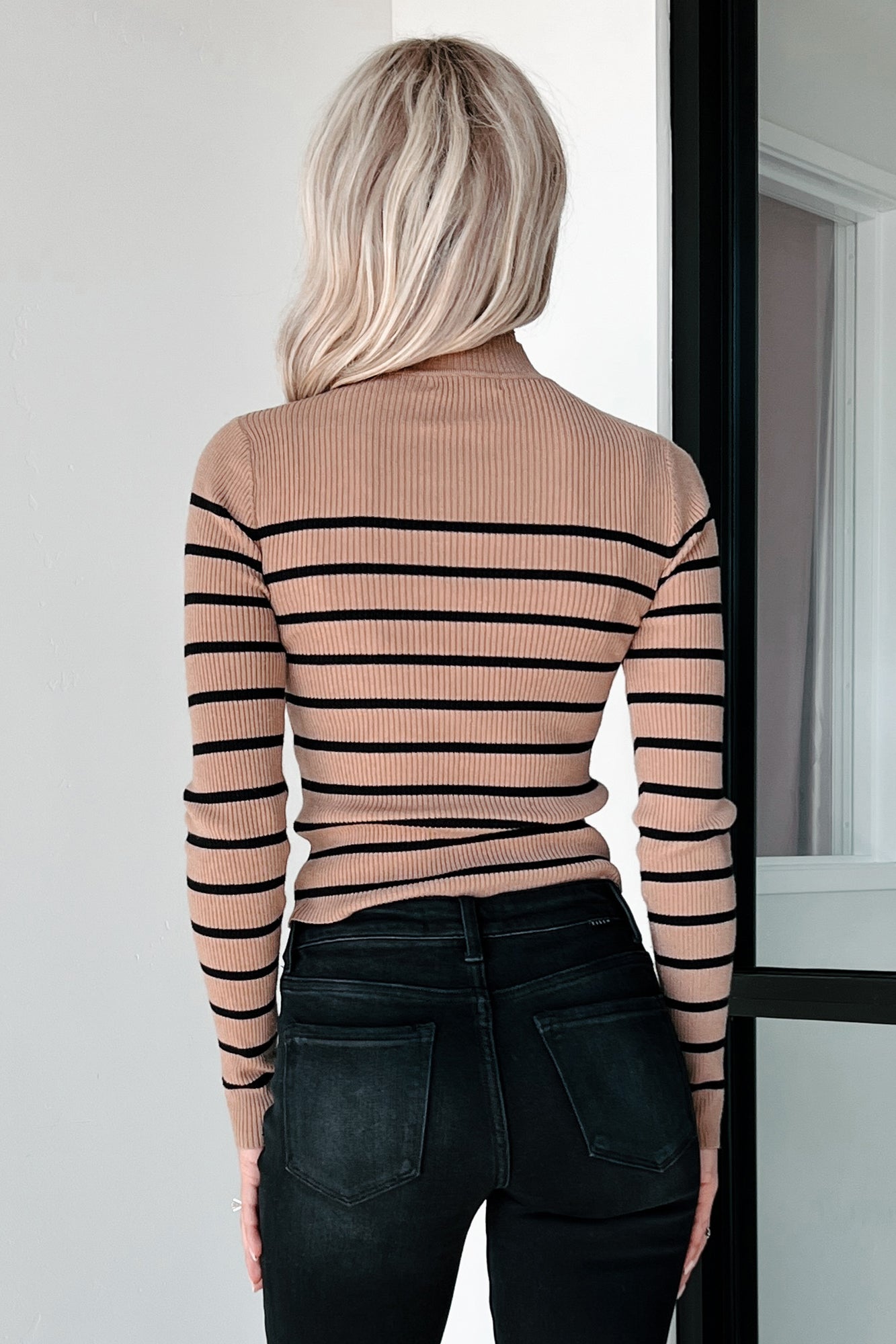 Let's Be Honest Striped Sweater Top (Khaki) - NanaMacs