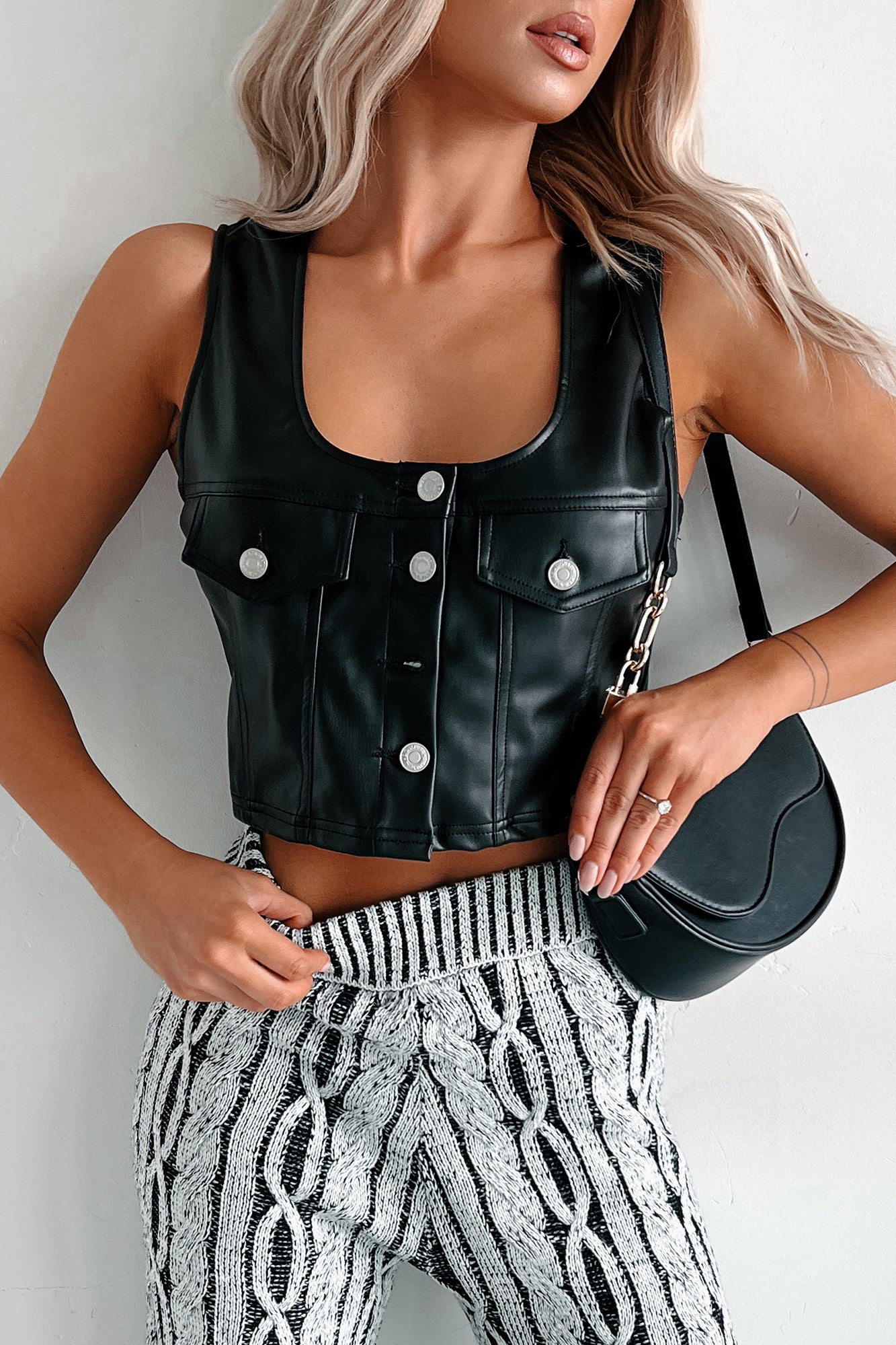 Ria Sleeveless Pleather Vest (Black) · NanaMacs