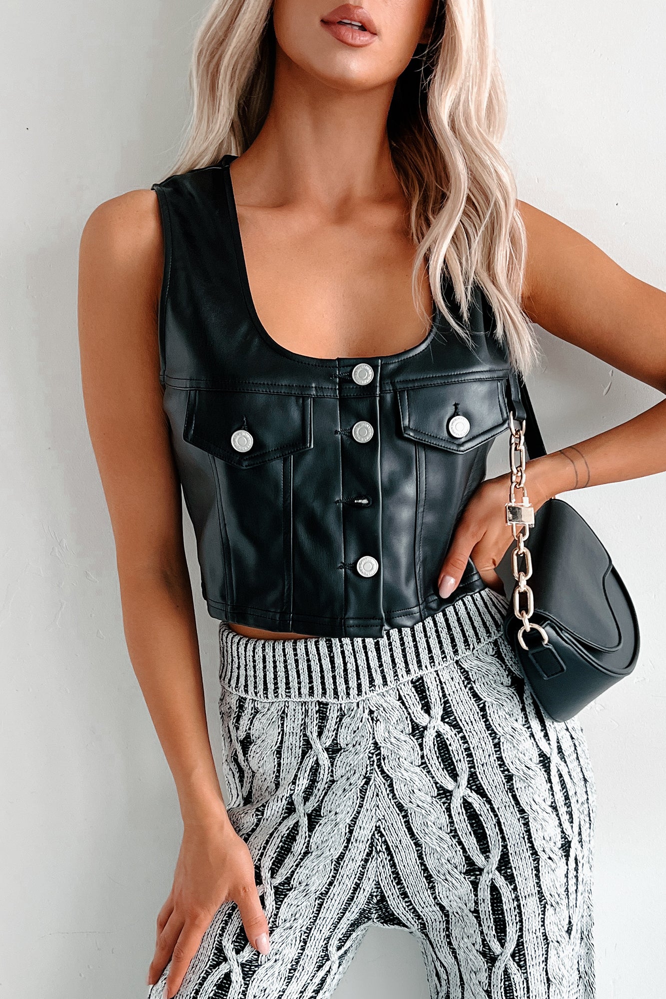 Ria Sleeveless Pleather Vest (Black) · NanaMacs