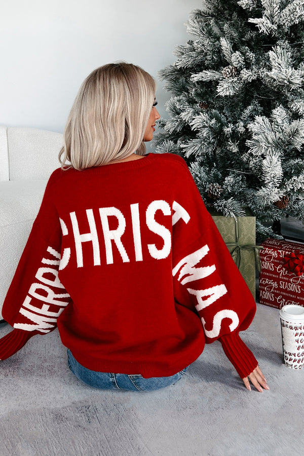 Festive Mood Holiday Sweater (Red) - NanaMacs