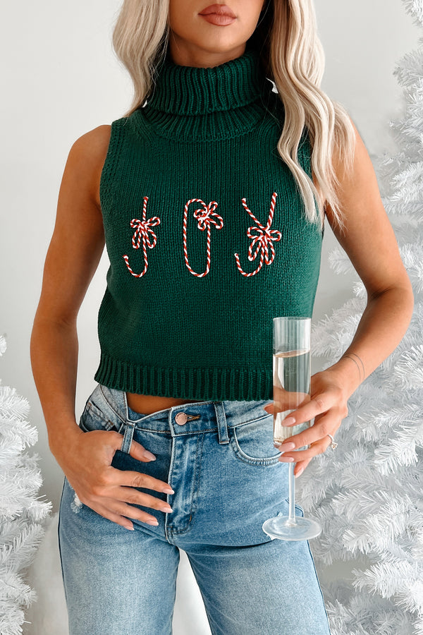 Holiday "Joy" Turtleneck Sweater Tank (Green) - NanaMacs