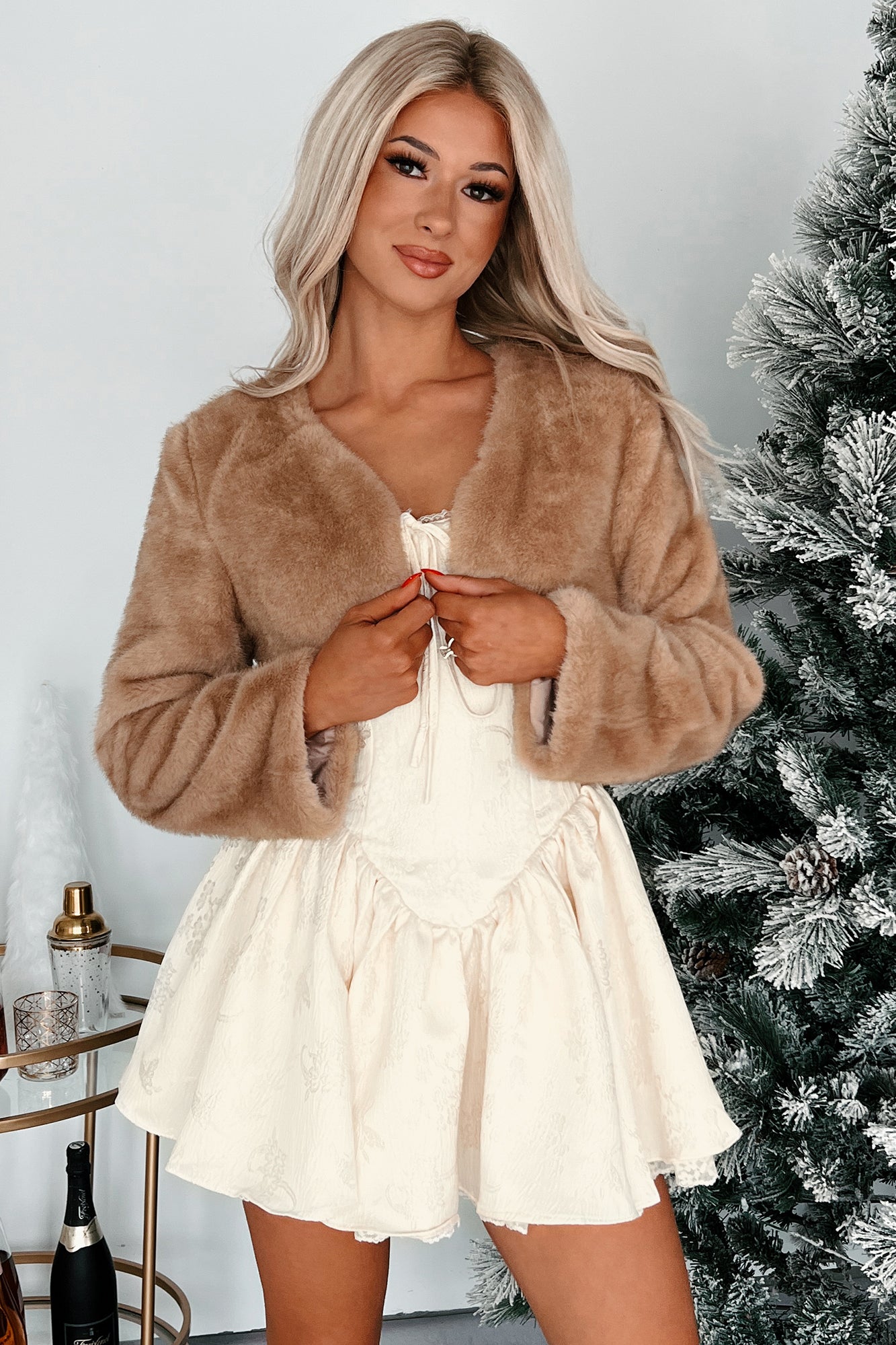 Ready Fur Tonight Faux Fur Crop Jacket (Camel) · NanaMacs