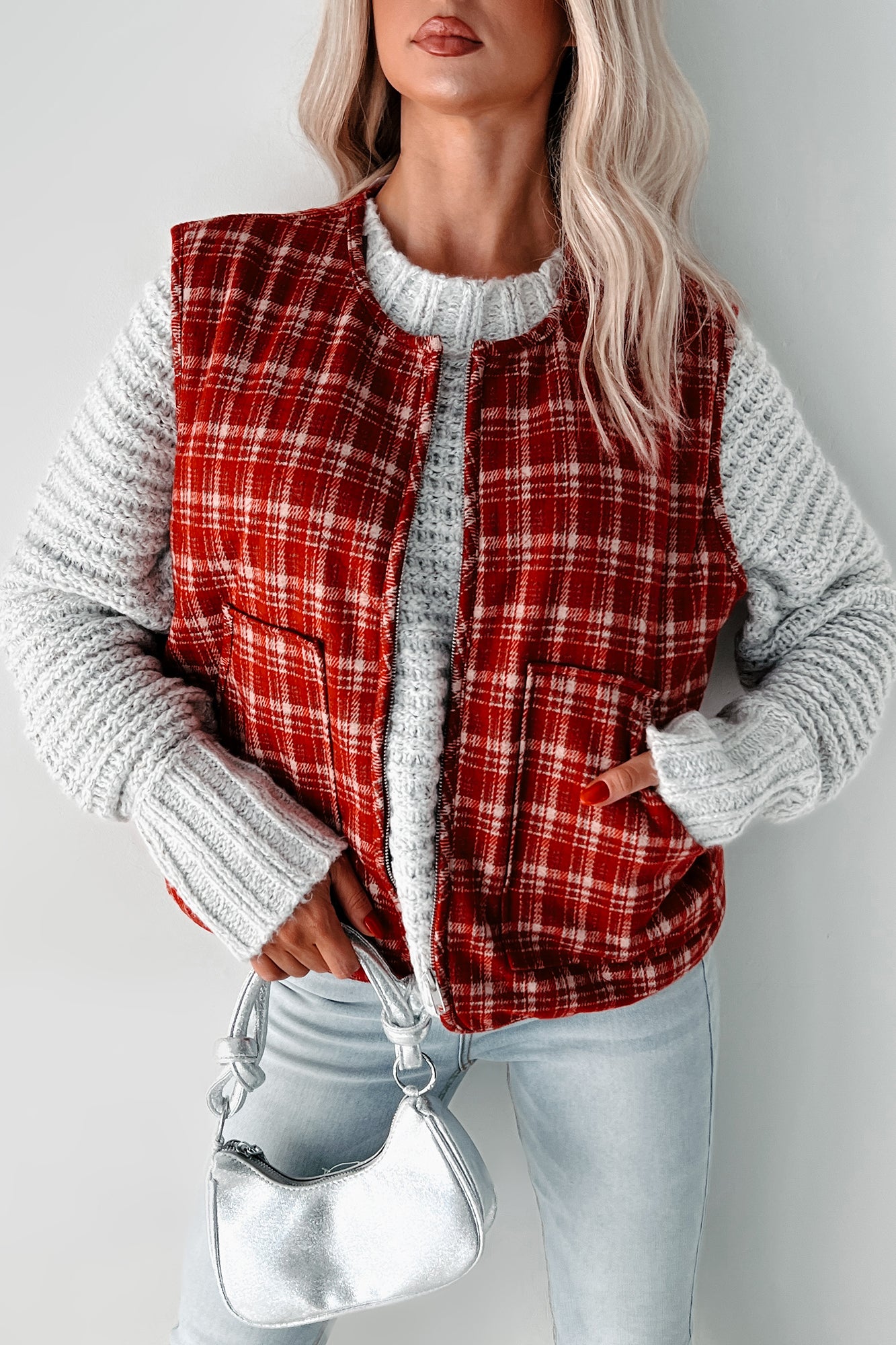 Fireside Chats Quilted Plaid Vest (Red Plaid) · NanaMacs