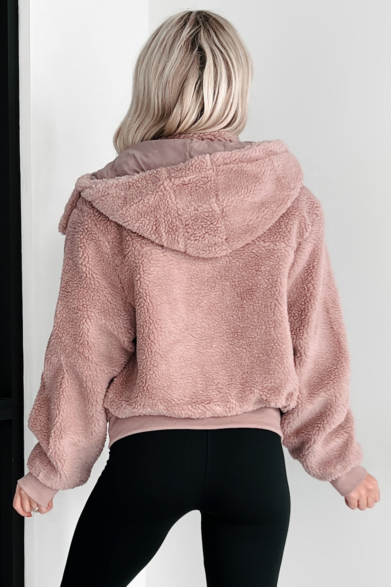 DOORBUSTER Cuddly Contentment Hooded Teddy Jacket (Dusty Rose