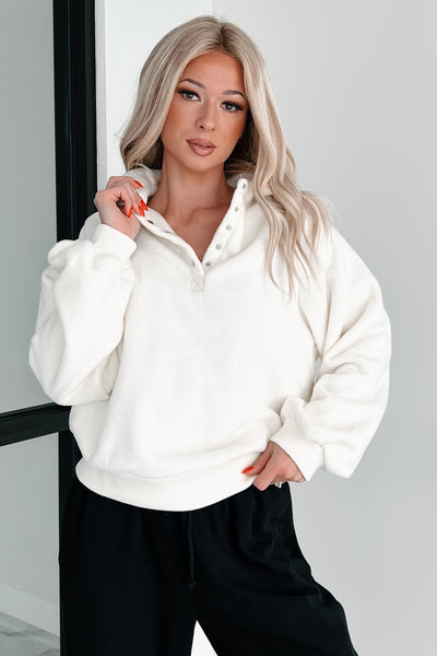 Working Remotely Fleece Pullover Top (Cream) - NanaMacs