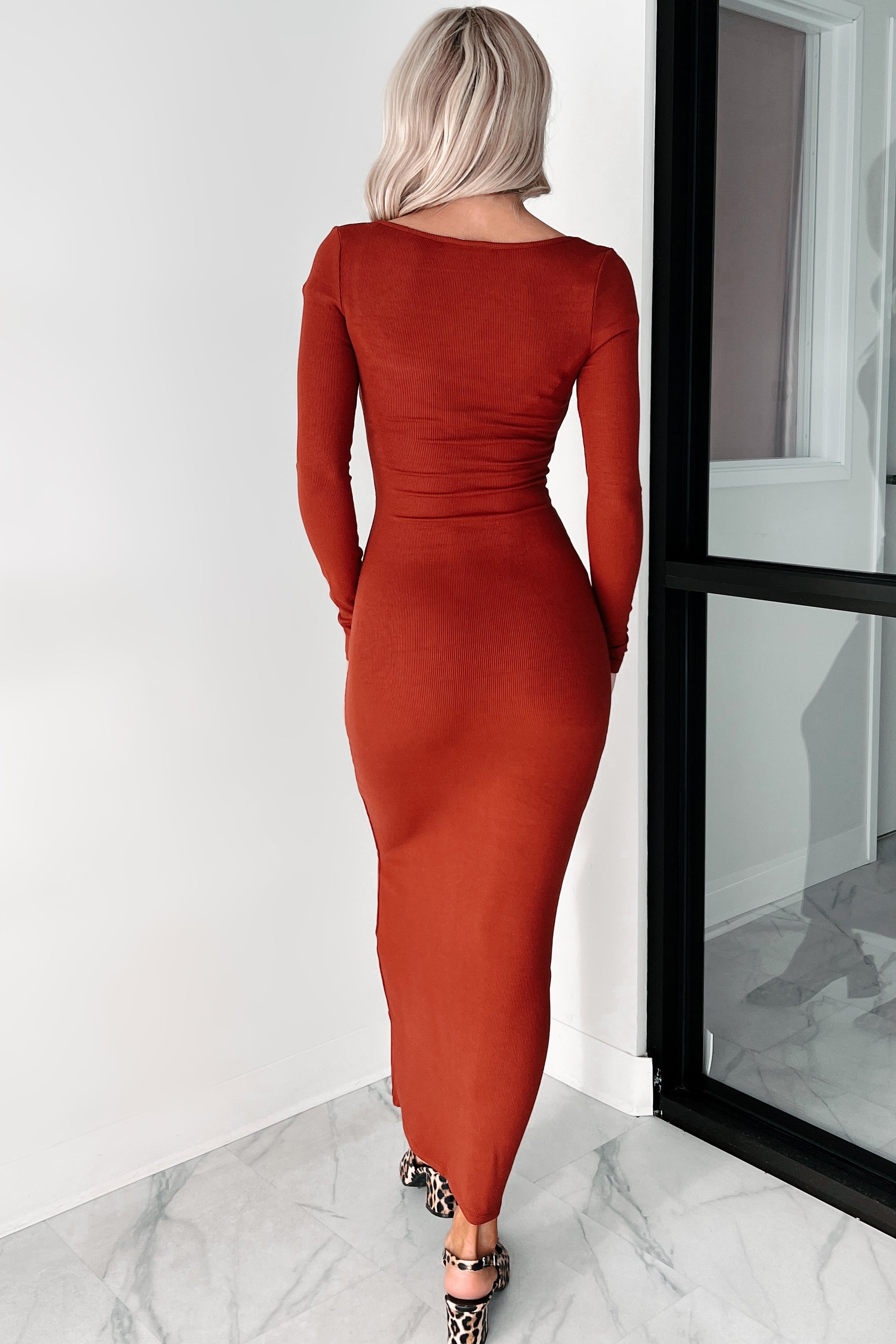 DOORBUSTER Gentle Melodies Ribbed Bodycon Maxi Dress (Red) · NanaMacs