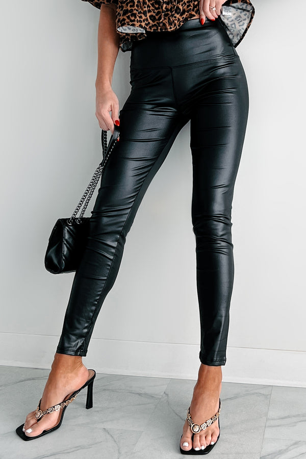 DOORBUSTER Try Harder Faux Leather Leggings (Black) - NanaMacs