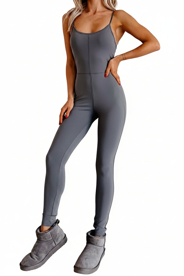 Nothing But Gains Skinny Ankle Jumpsuit (Grey) - NanaMacs