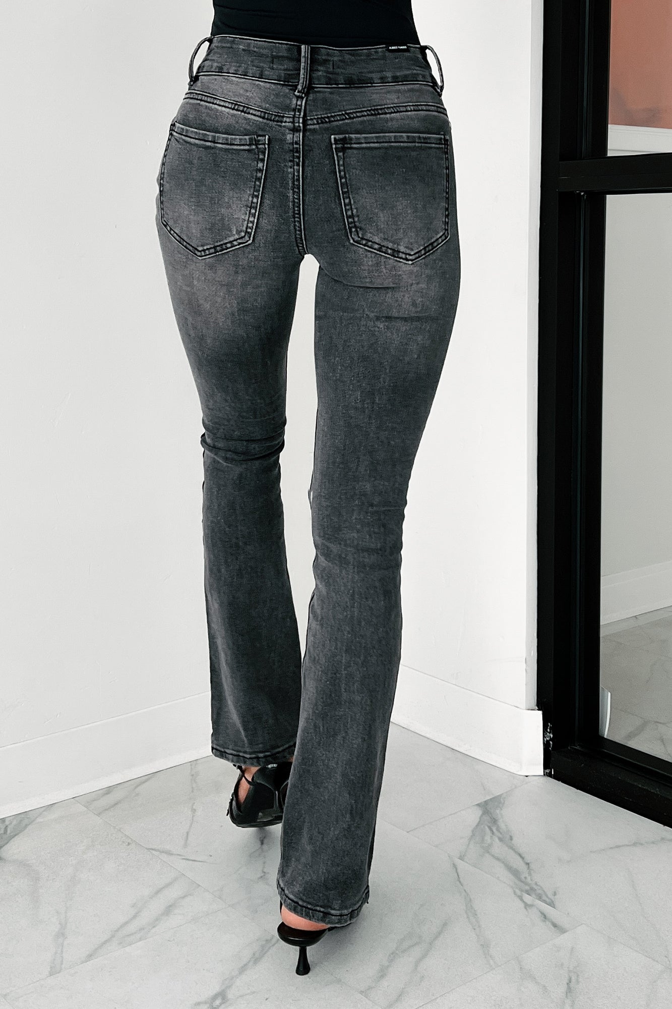 Ciaran Mid Rise Sequined Almost Famous Bootcut Jeans (Black) - NanaMacs