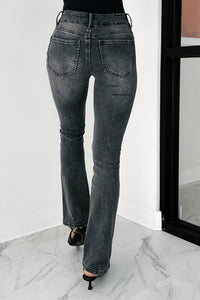 Ciaran Mid Rise Sequined Almost Famous Bootcut Jeans (Black) - NanaMacs