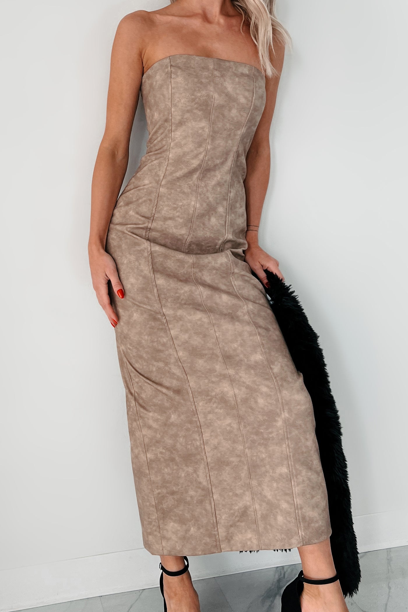 faux leather maxi dresses Women's Shape Black Faux Leather Corset Maxi Dress