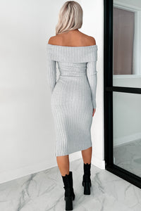 Women's Leah Off The Shoulder Sweater Dress in Light Heather Grey - Size XL Women's Leah Off The Shoulder Sweater Dress in Light Heather Grey - Size XL
