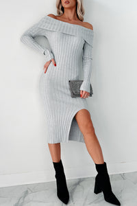 Women's Leah Off The Shoulder Sweater Dress in Light Heather Grey - Size XL Women's Leah Off The Shoulder Sweater Dress in Light Heather Grey - Size XL