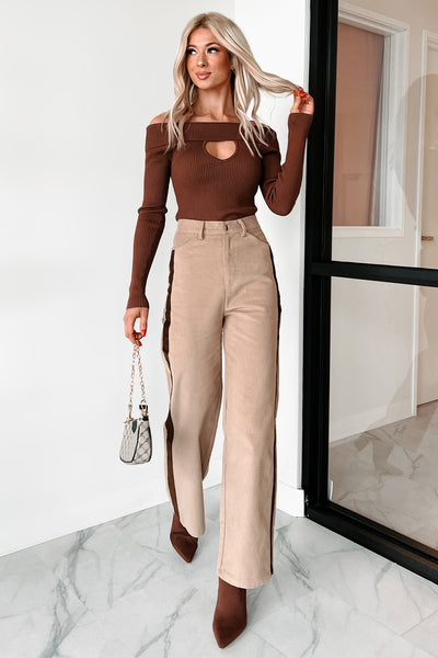 Pablo Side Stripe Corduroy Pants (Taupe) - NanaMacs
