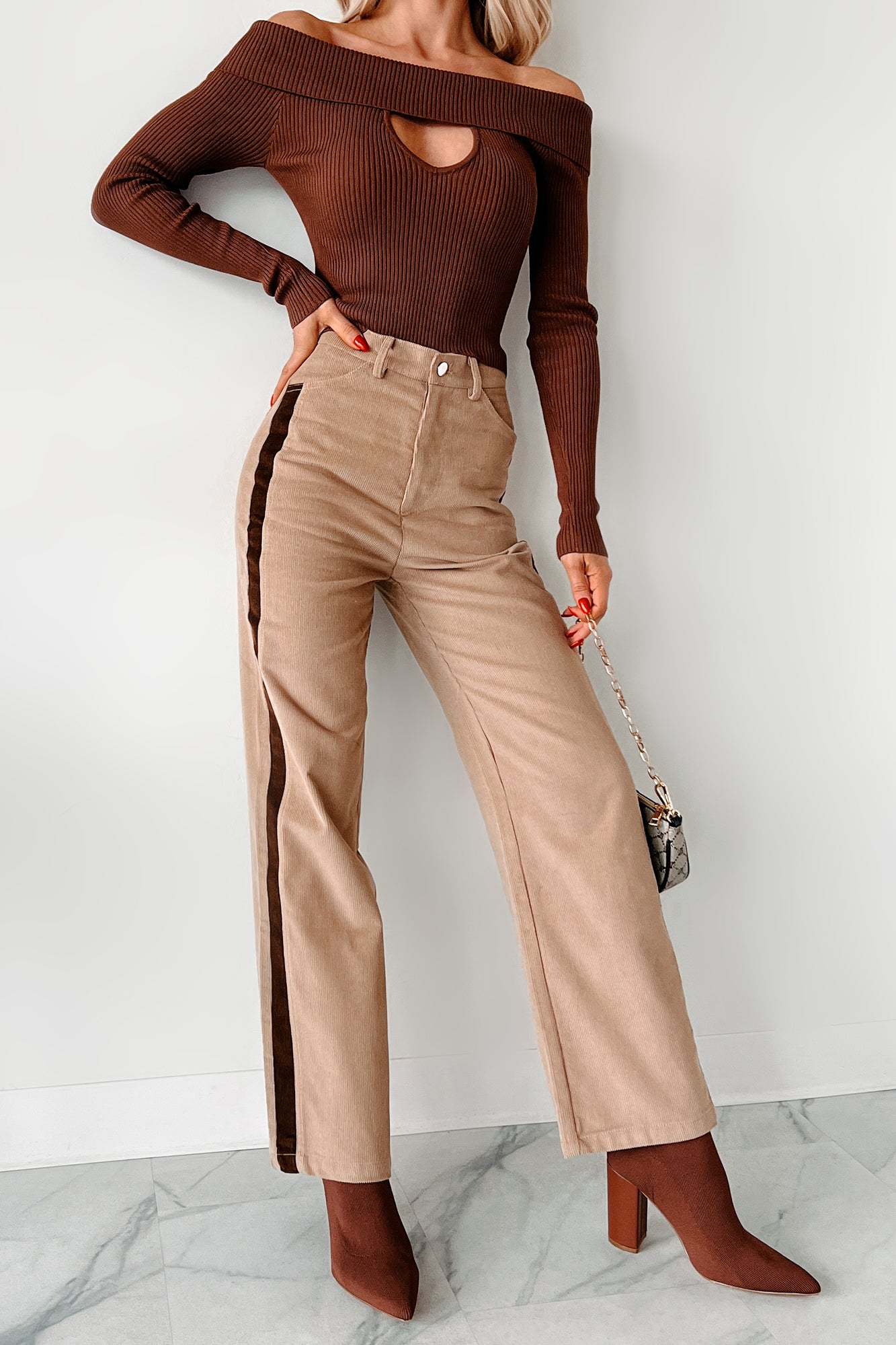 Pablo Side Stripe Corduroy Pants (Taupe) · NanaMacs