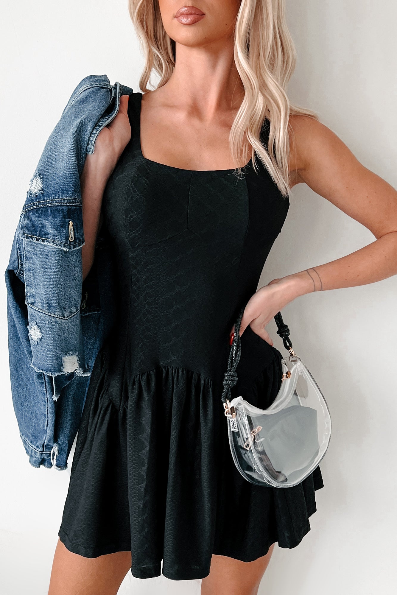 Women's Cutie On The Loose Textured Mini Dress in Black - Size S Women's Cutie On The Loose Textured Mini Dress in Black - Size S