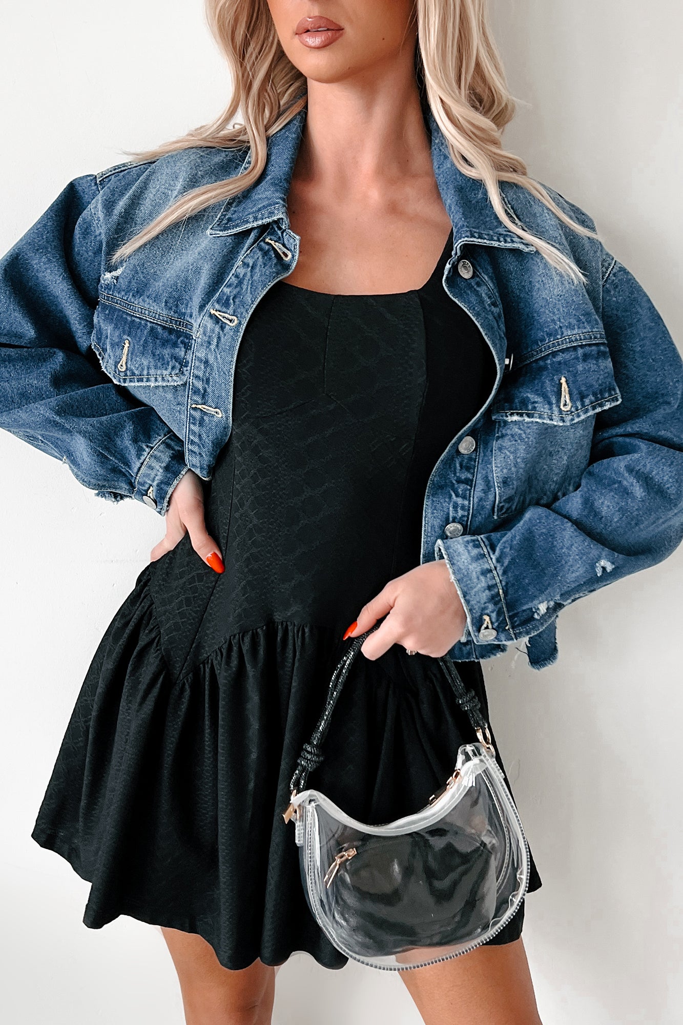 distressed denim jacket dress DISTRESSED DENIM JACKET-DRESS Variations Style