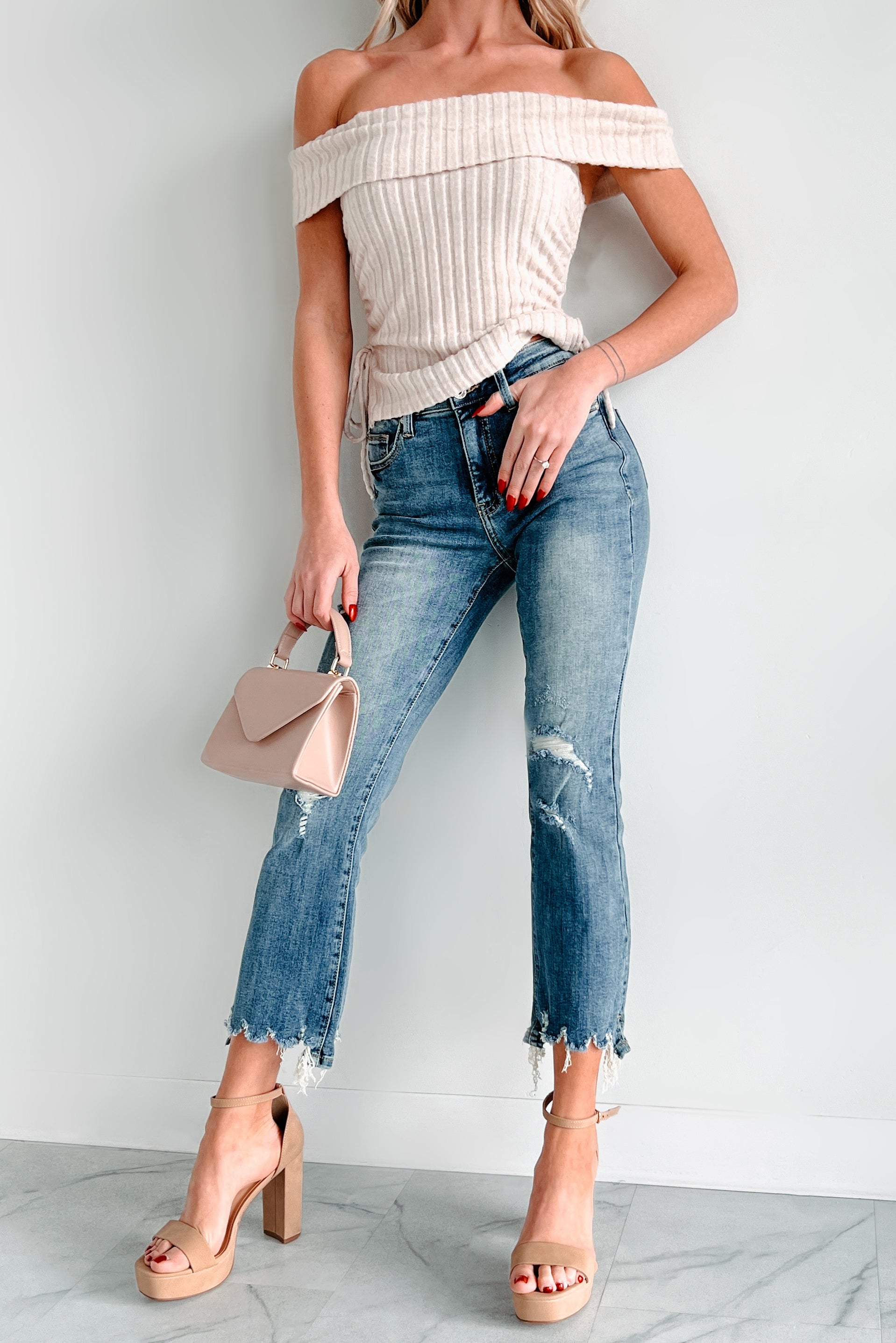 Jonah Mid Rise Distressed Special A Kick Flare Jeans (Dark) · NanaMacs