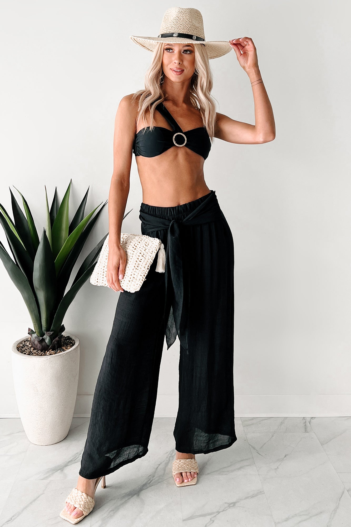 In Full Swing Wide Leg Linen Pants (Black) · NanaMacs