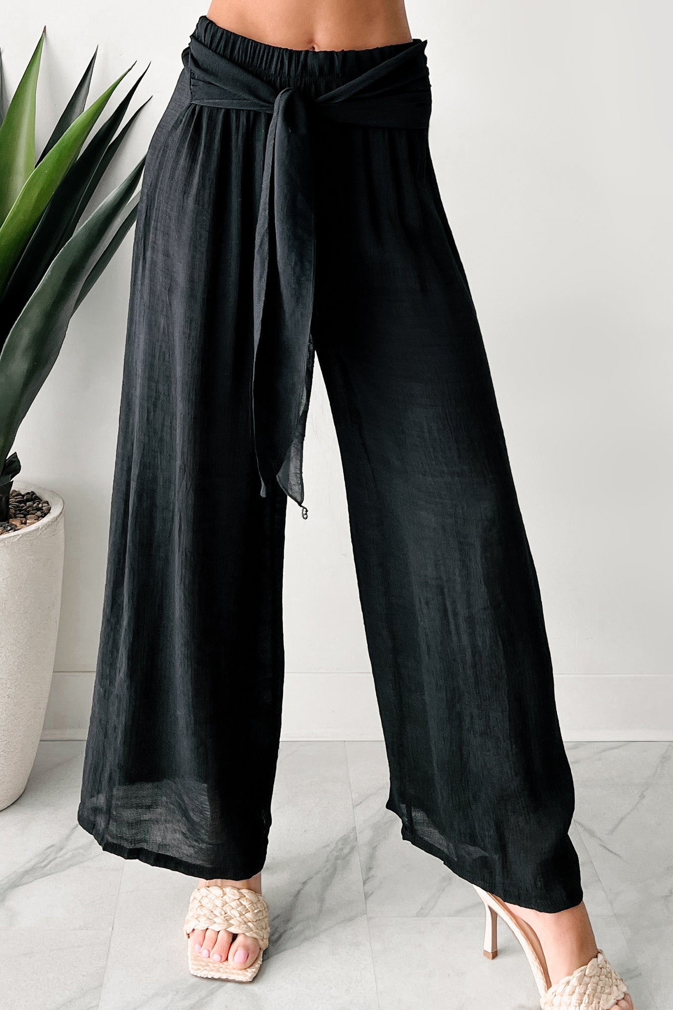 In Full Swing Wide Leg Linen Pants (Black) · NanaMacs