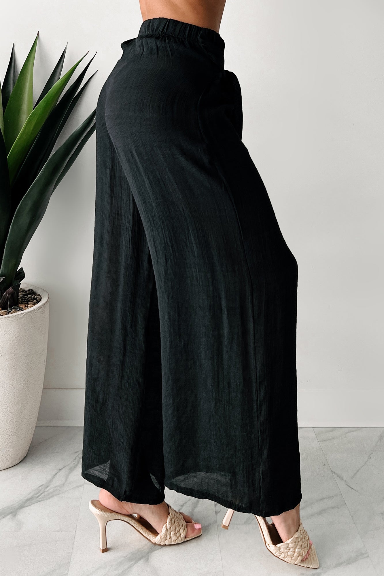 In Full Swing Wide Leg Linen Pants (Black) · NanaMacs