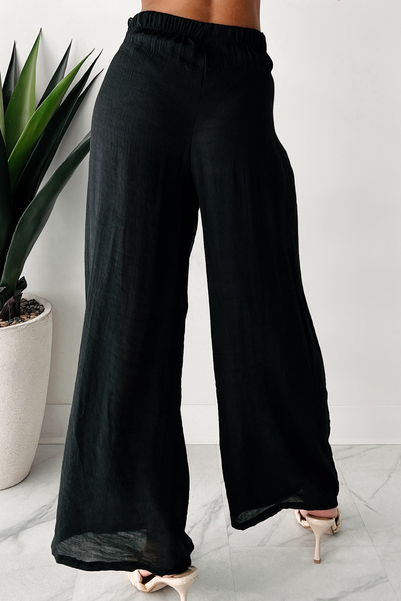In Full Swing Wide Leg Linen Pants (Black) · NanaMacs