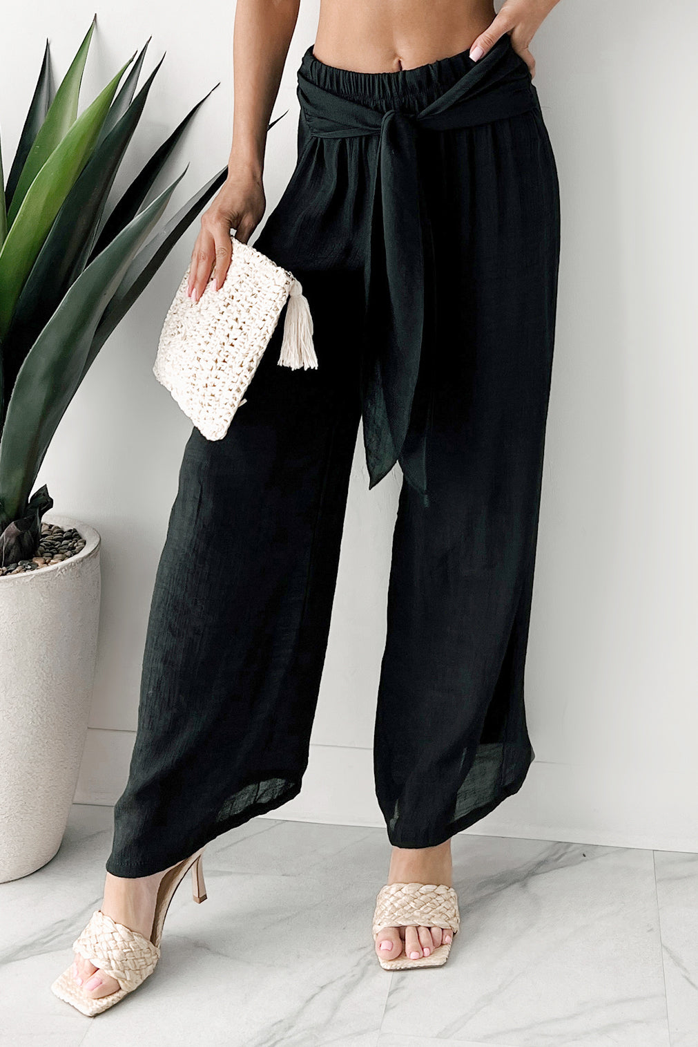 In Full Swing Wide Leg Linen Pants (Black) · NanaMacs