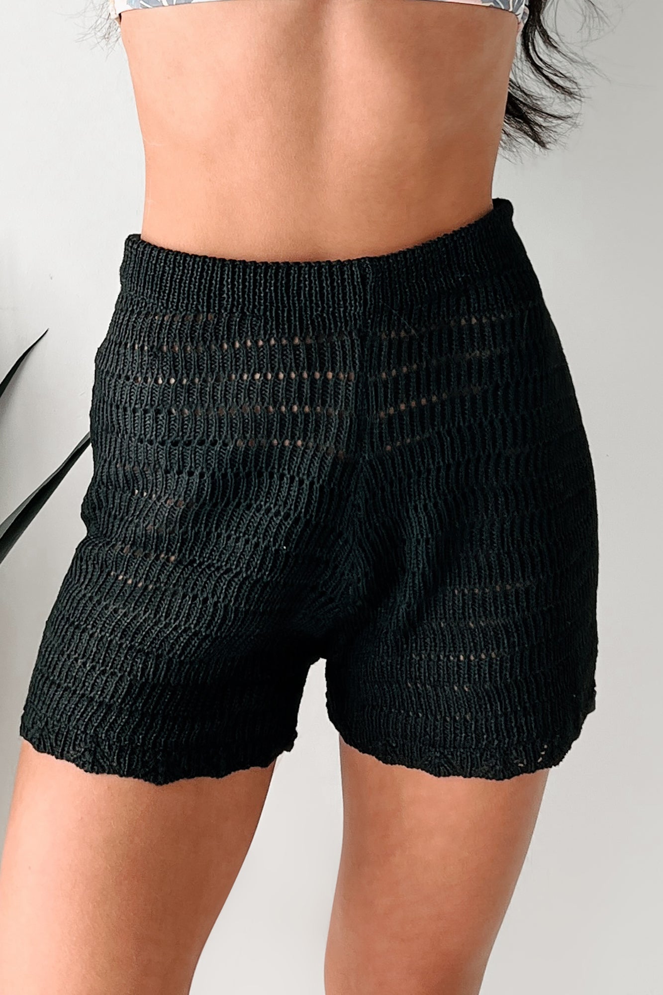 Sunny Disposition Crochet Knit Shorts (Black) - NanaMacs