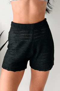 Sunny Disposition Crochet Knit Shorts (Black) - NanaMacs