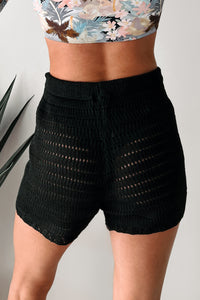 Sunny Disposition Crochet Knit Shorts (Black) - NanaMacs
