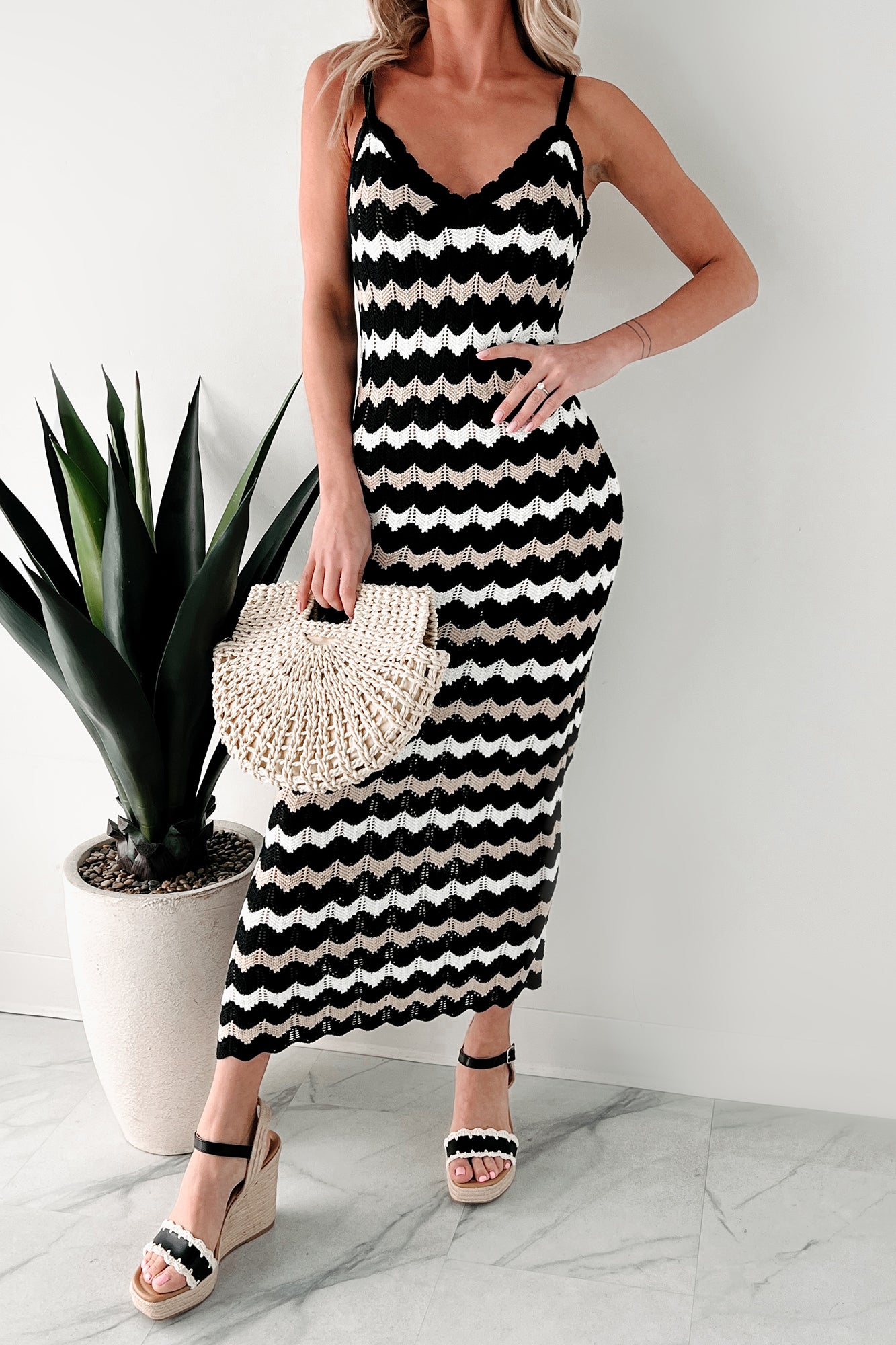 Women's Simply Striped Sweater Knit Maxi Dress in Black Combo - Size XL Women's Simply Striped Sweater Knit Maxi Dress in Black Combo - Size XL