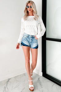 Unspoken Grace Pointelle Knit Long Sleeve Top (Ivory) - NanaMacs