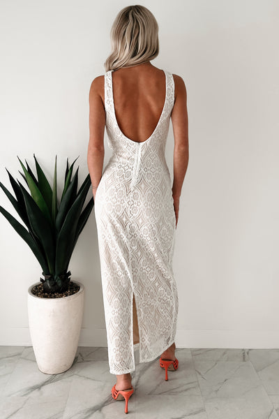 Women's Lace Me Up In Love Lace Maxi Dress In White - Size S Women's Lace Me Up In Love Lace Maxi Dress In White - Size S