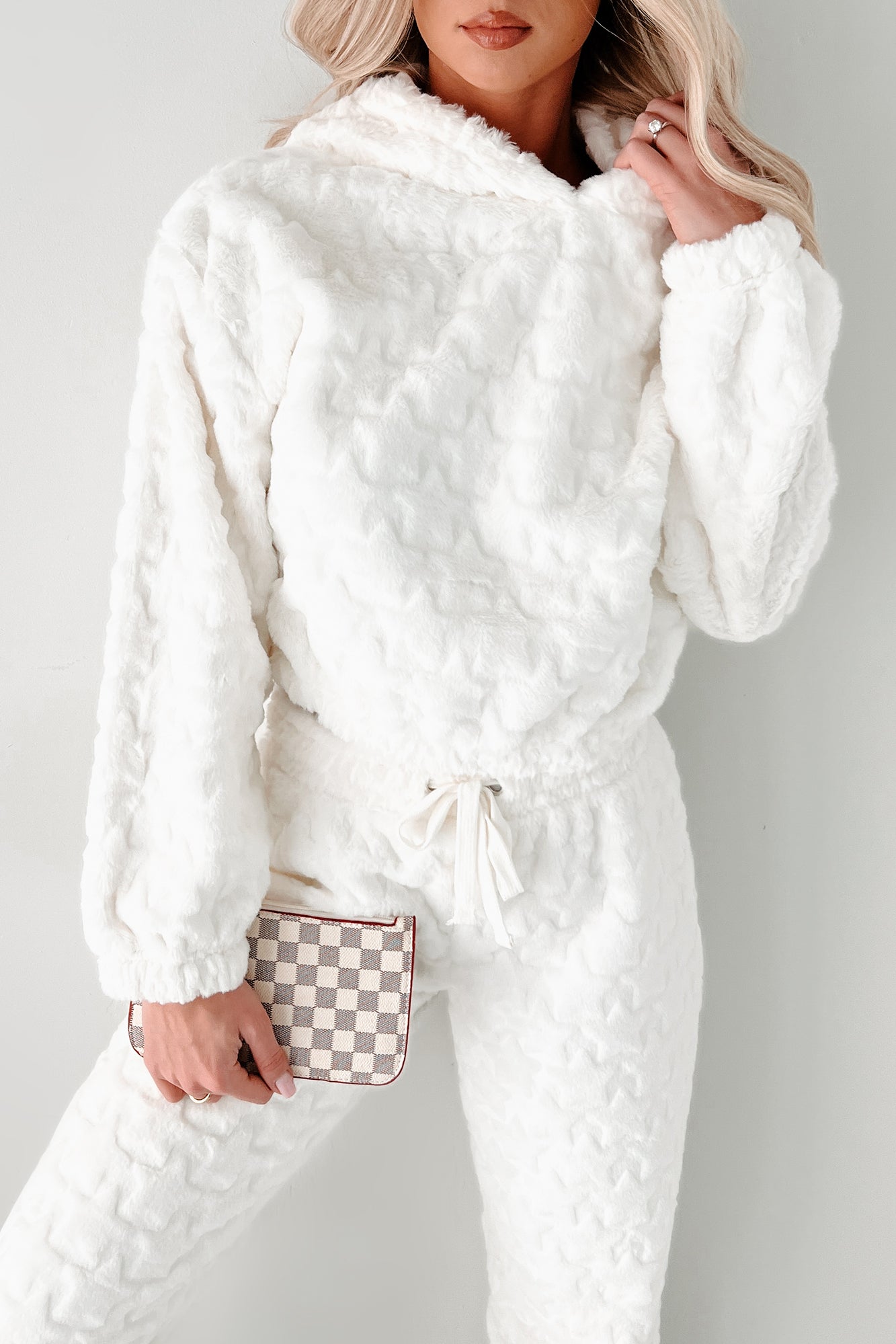 Cozy Sweetheart Plush Knit Lounge Set (Ivory) - NanaMacs