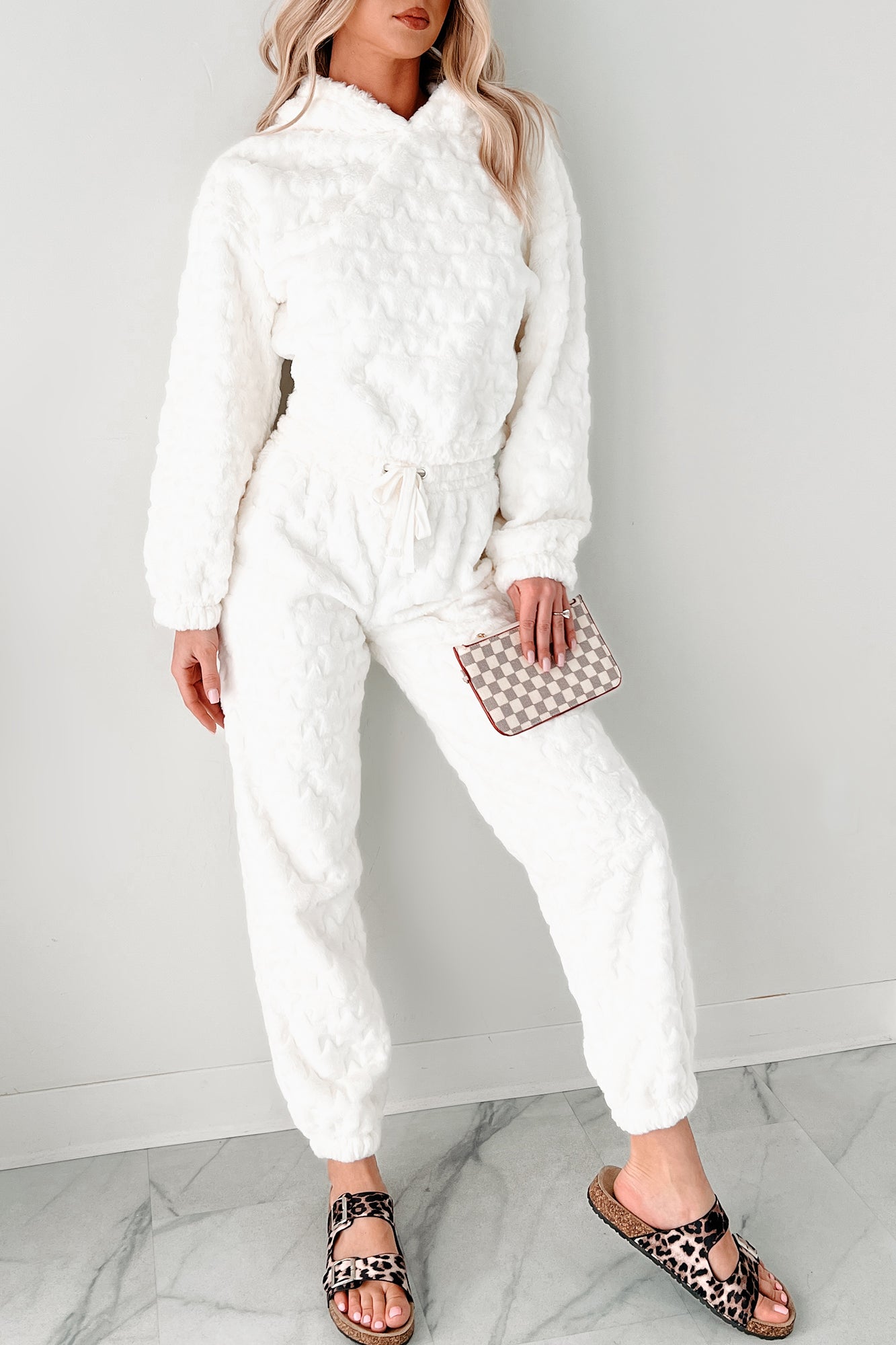 Cozy Sweetheart Plush Knit Lounge Set (Ivory) - NanaMacs