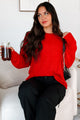 Bold Choices Chunky Braided Sweater (Red) - NanaMacs