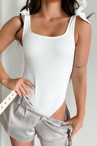 Born With Style Bow Detail Tank Bodysuit (Off White) - NanaMacs