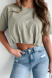 Selena Oversized Bubble Hem Crop Top (Dusty Sage) - NanaMacs