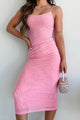 Cue The Shine Rhinestone Mesh Bodycon Dress (Pink) - NanaMacs