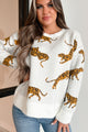 Bad Cattitude Tiger Print Sweater (Ivory) - NanaMacs