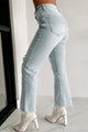 Secretly Boujee Sequin Patch Straight Leg Risen Jeans (Acid Light) - NanaMacs