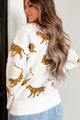 Bad Cattitude Tiger Print Sweater (Ivory) - NanaMacs